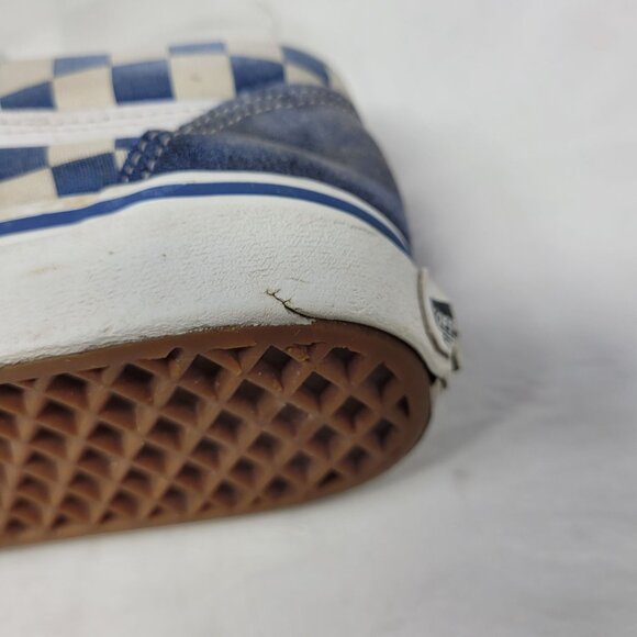 Vans Blue White Suede Checkered Old Skool Sneakers Sz 9.5‎ Mens 11 Womens Skater - Picture 11 of 13